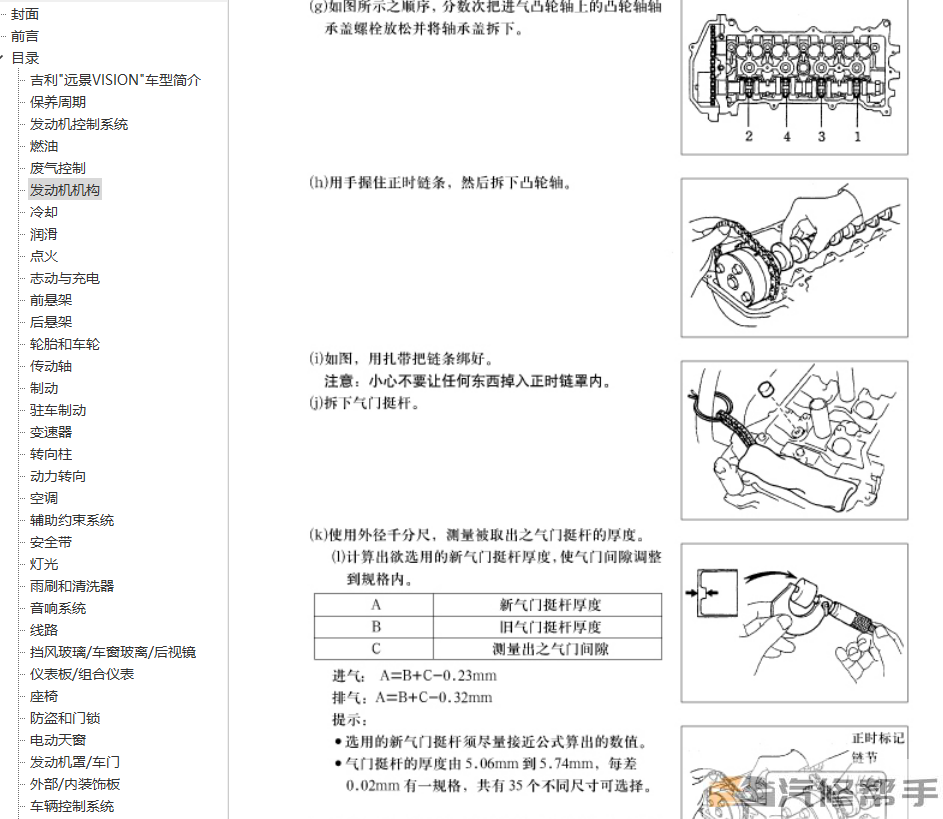 2006年款吉利远景维修手册资料下载