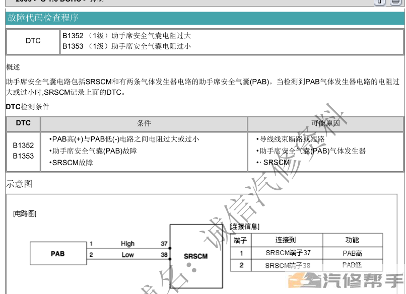 2009年款起亚赛拉图 1.6L原厂维修手册大修资料下载