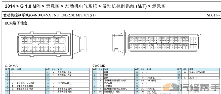 2014年款现代名图1.8L原厂电路图线路图资料下载