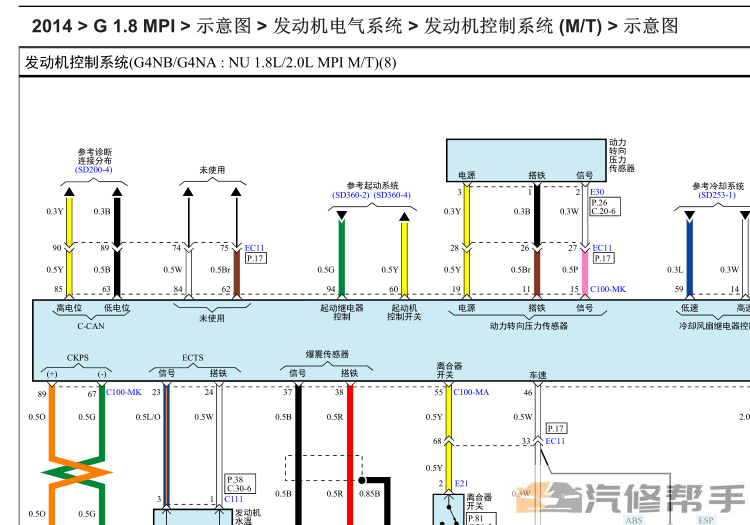 2014年款现代名图1.8L原厂电路图线路图资料下载