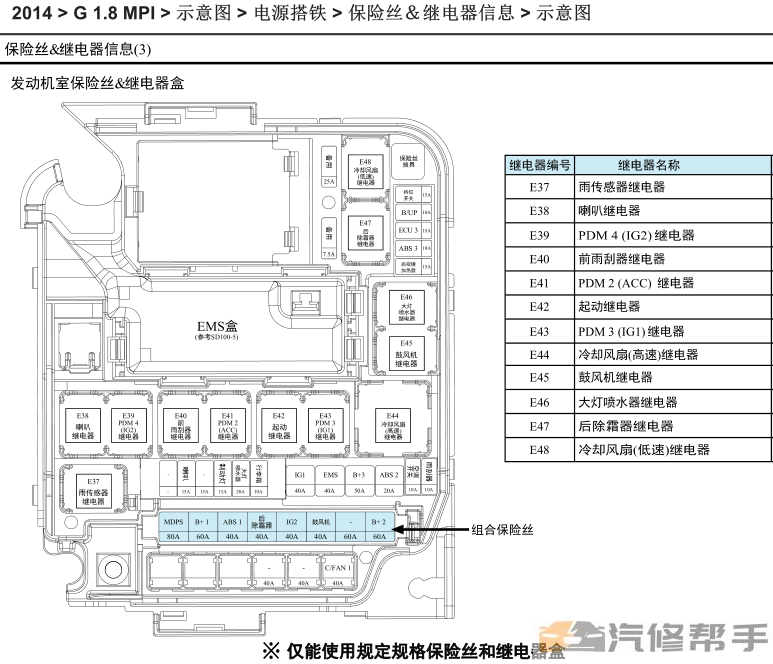 2014年款现代名图1.8L原厂电路图线路图资料下载